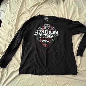 NHL Black Long Sleeve Tee with Stadium Graphic